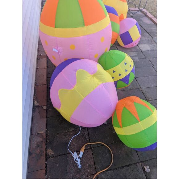 Gemmy Easter egg inflatable colorful eggs 8 foot long